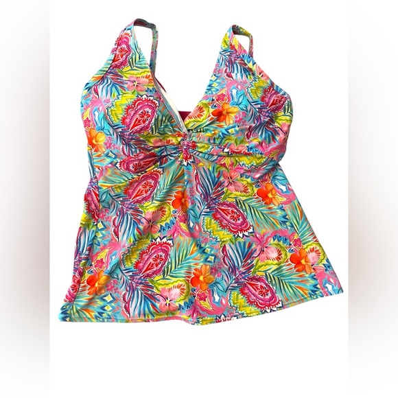 Sunsets Colorful Floral Underwire Bra Tankini Top 36DD - Picture 1 of 7